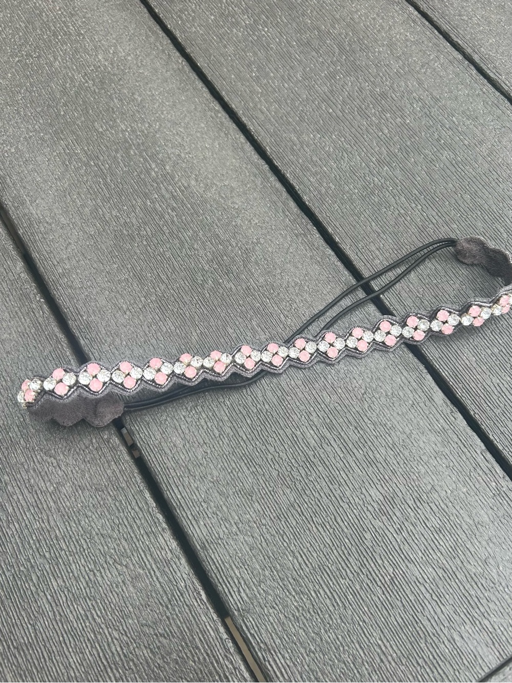 Rhinestone Pink & Gray Elastic Headband - Anthropologie - Deepa Gurnani